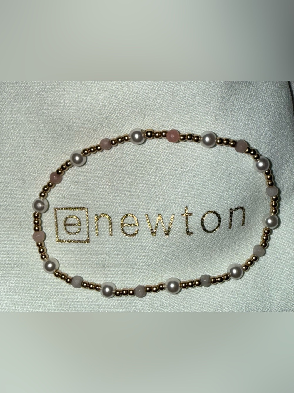 enewton Gold Beaded Bracelet with Pink and White Accents